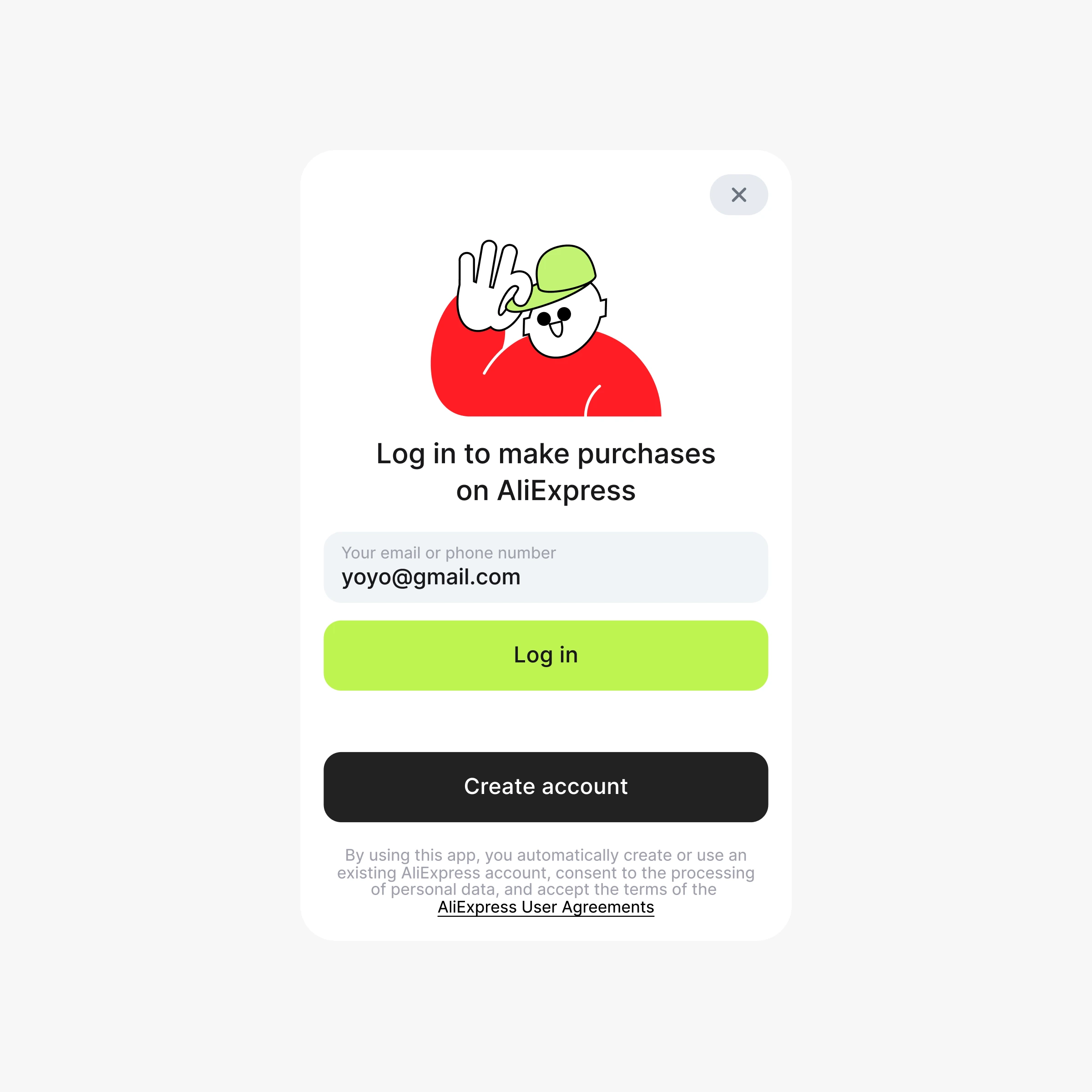 Login modal